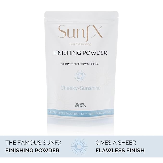 SunFX Post Spray Tan Translucent Finishing Powder | Talc Free | Sunless Tanning Setting Powder | Shimmer | Cheeky-Sunshine - 1lb