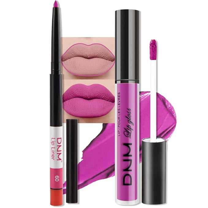 evpct 2Pcs Hot Pink Matte Lip Liner and Lipstick Combo Set for Women, Hot Pink Lip Combo Set Liquid Lips Stick Gloss and Lipliner Stains Set Long Lasting Waterproof, Lips Makeup 24 Hours originale