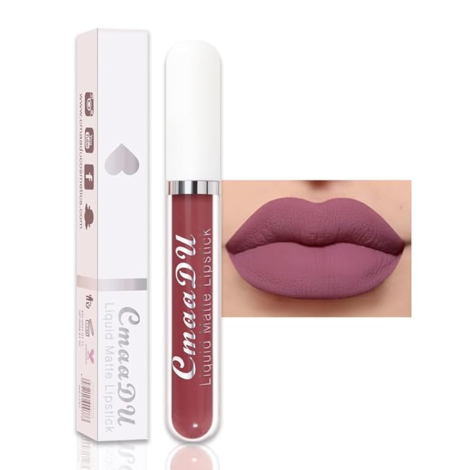 evpct 1Pcs Deep Mauve Liquid Matte Lipstick Lipgloss Set for Women, labiales mate 24 horas originales matte larga duracion 24 Hour Lipstick Lip Stains Long Lasting Waterproof 24, 08#