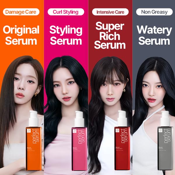 Mise En Scene Perfect Serum Original - Heat Protectant Hair Oil for Frizzy & Dry | Argan Oil | Visibly Smooths & Softens | Add Shine All Hair Types | Damage Repair | Fruity Floral Scent, 3.71 Fl Oz.