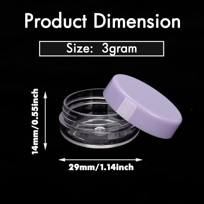 3 Gram Sample Jars with Lids, 200 Count Tiny Mini Cosmetic Containers with Labels, Makeup Travel Containers with Lids, Mini Disposable Spatulas