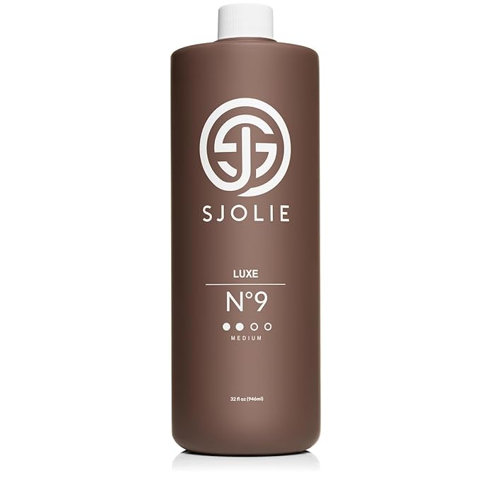 SJOLIE Violet Spray Tan Solution - Luxe 9 - Medium Blend | Sunless Tanning Solution for a Hydrating, Deep Brown Tan (32oz)