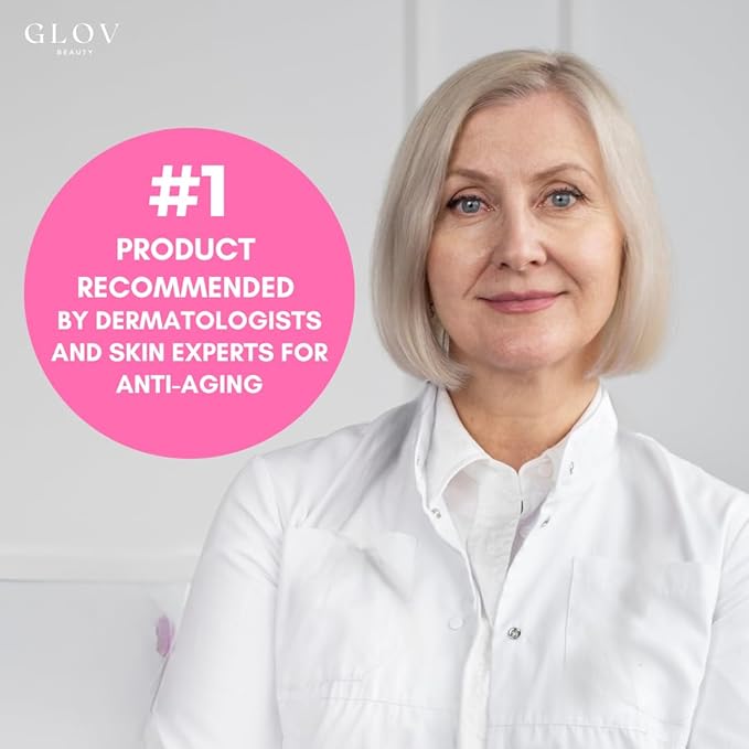 Glov Beauty Micro Infusion System for Face & Lips – 0.25mm 24k Gold Cosmetic Facial Stamp with Hyaluronic Acid, Collagen Peptides & Licorice Root Serum Ampoules (2x Infusion Application, 6x Serums)