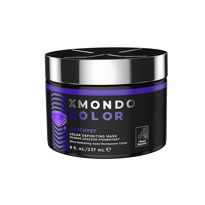 XMONDO Color Amethyst Deposting Mask – Semi-Permanent Purple Dye with Bond Booster & Hyaluronic Acid, 8 oz
