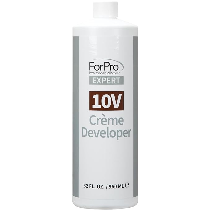 ForPro Expert 10 Volume Crème Developer for Hair Lightening, Gray Coverage & Color Deposit with Minimum Lift, 32 Fl Oz