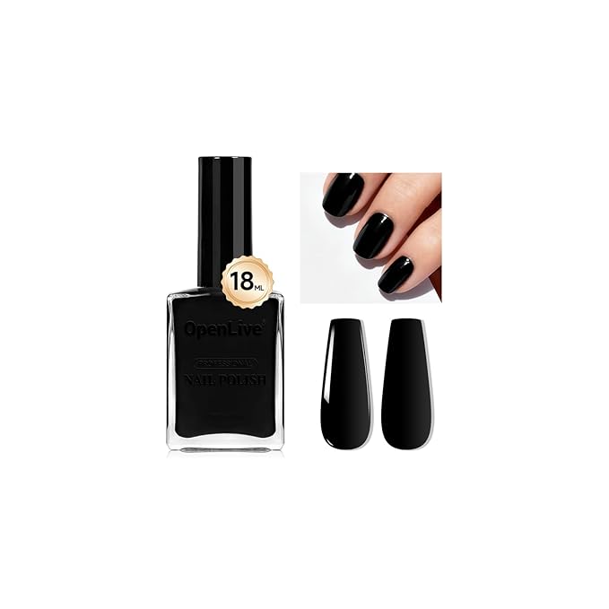 18ml Black Nail Polish Large Volume Quick Drying Nail Polish, Fast Drying and Long Lasting Color Nail Art DIY Home Manicure Gift for Women