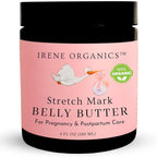 Organic Belly Butter for Pregnancy Stretch Mark Prevention and Treatment by Irene Organics - Award Winning Anti Stretch Mark Tummy Balm For Pregnancy and Postpartum 4oz - Hydrating Bump Cream