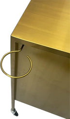 Buy-Rite Electra Metallic Styling Trolley in Gold – Durable Metal Salon Station with 3 Large Drawers, Side Appliance Holder, and Industrial Casters for Hot Tools & Hair Styling, CHM-2883-GLD