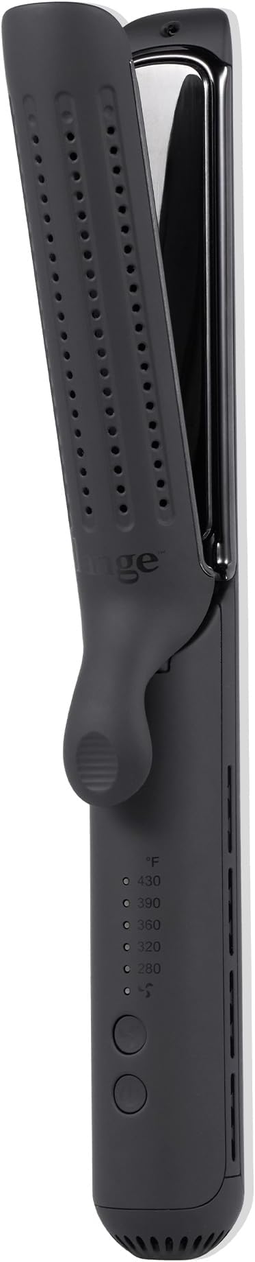 L'ANGE HAIR Le Duo Edge 360° Airflow Titanium Styler Blush | 2-in-1 Flat Iron Straightener & Curling Iron | 1” Wide Titanium Plates with Rounded Corners & Softly Beveled Edges (Black)