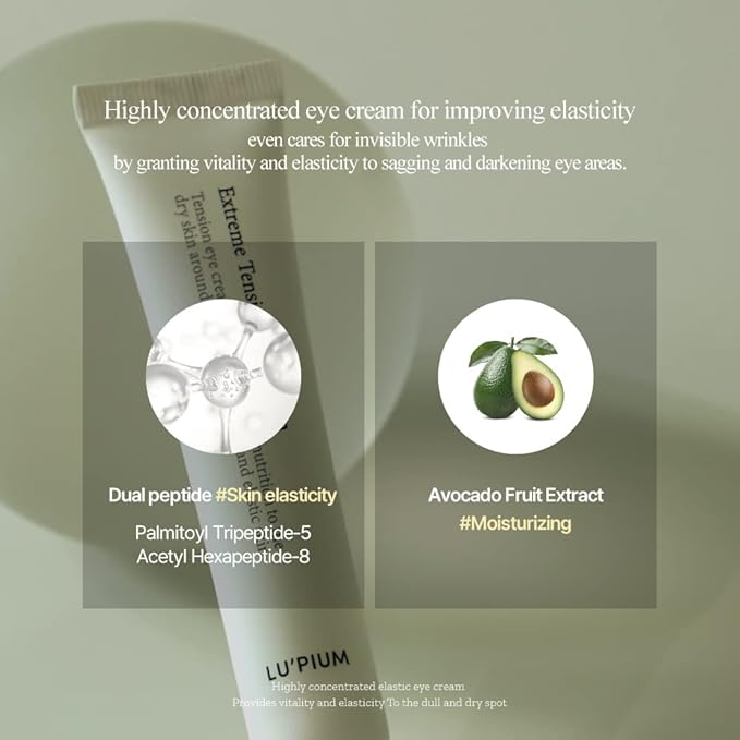 LU'PIUM Extreme Tension Eye Cream – Vegan Hydrating Eye Cream with Peptide Complex and 5 Plant Phytomucin, Moisture & Skin Comfort, Inspired by Korean Skincare