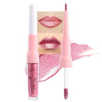 evpct Warm Pink Metallic Glitter Lip Liner and Lipstick Combo Lip Gloss Stain Set Makeup for Women Long Lasting Waterproof 24, Baby Pink Metallic Shimmer Frosted Iridescent Glossy Liquid Lipstick 12