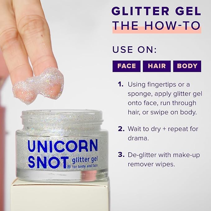 UNICORN SNOT Holographic Face Glitter & Body Glitter Gel | Holiday Glitter Makeup: Stocking Stuffers & Christmas Gift | Hair Glitter, Vegan & Cruelty-Free, 1.7 oz 3-Pack (Disco/UV/Sky)