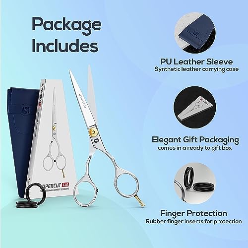 Suvorna 5.5" hair cutting scissors for professional, barber & hairdresser - hair shears for cutting, trimming, grooming, precision, facial hair - Right Hand hair scissors for men, women, kids, adults.