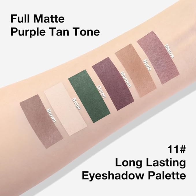 evpct 6 Colors Mauve Eyeshadow Palette Matte, Mauve Taupe Rosy Brown Eggplant Purple Forest Green Vanilla Nude Brown High Pigment Mini Travel Eye Shadow Palette Makeup for Older Women, Built in Mirror