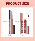 LANGMANNI 6 Matte Lipstick with 6 Lipliners Durable Makeup Set,Long-Lasting Non-Stick Cup Not Fade Waterproof Pigmented Velvet Lipgloss Kit Beauty Cosmetics Makeup Gift for Girls (#C)