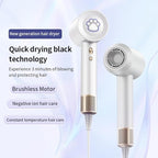 Low Noise Hair Dryer - 110000RPM Brushless High Speed 1600W Blow Dryer for Fast Drying, 200 Million Negative Ions Thermo-Control for Smooth Frizz-Free Hair for Travel & Home Use (White)