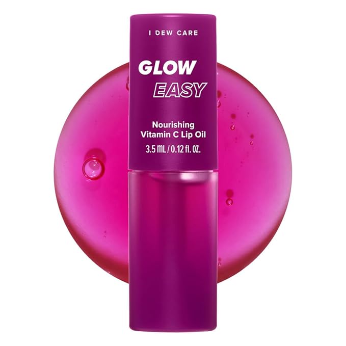 I DEW CARE Lip Gloss - Glow Easy Raspberry | Jojoba Seed Oil, Vitamin C, Pigmented Glossy Stain, Hydrating, Korean Makeup, Pink Color, Moisturizing, Nourishing, 0.12 FL Oz