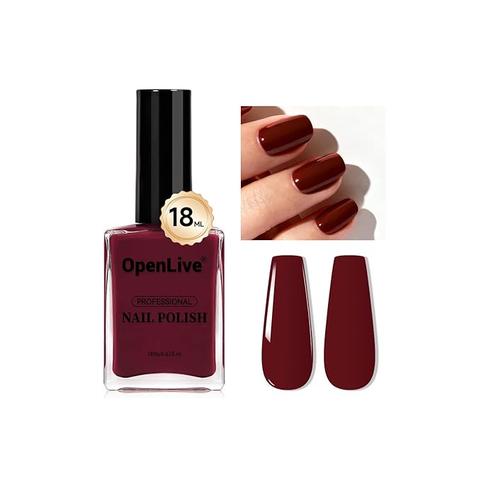 18ml Dark Red Nail Polish Large Volume Quick Dry Nail Polish, Long Lasting Shine, Fingernail Toenail Nail Art DIY Home Travel Nail Art Gift