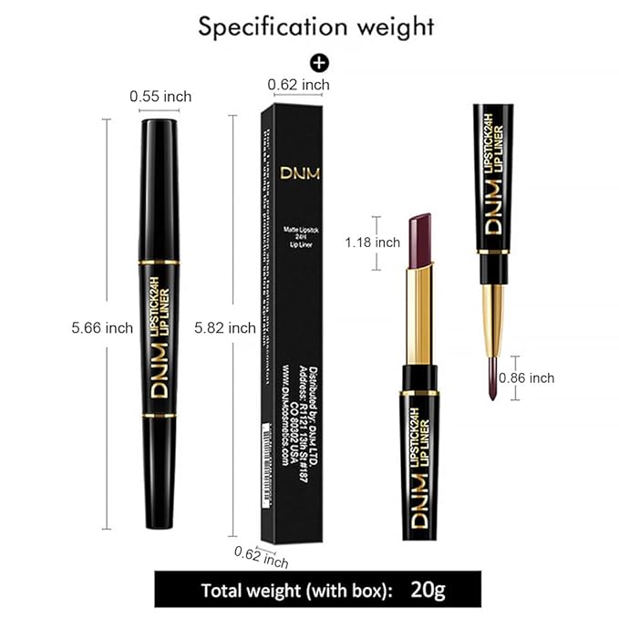 Kaely 2-in-1 Dark Plum Wine Red Lip Liner & Lipstick Set Kit for Women, Matte Lips Kit with Lip Liner Lip Stains Long Lasting Waterproof 24 Hour Lipstick and Lip Liners Combo Lipliners Pencil 06