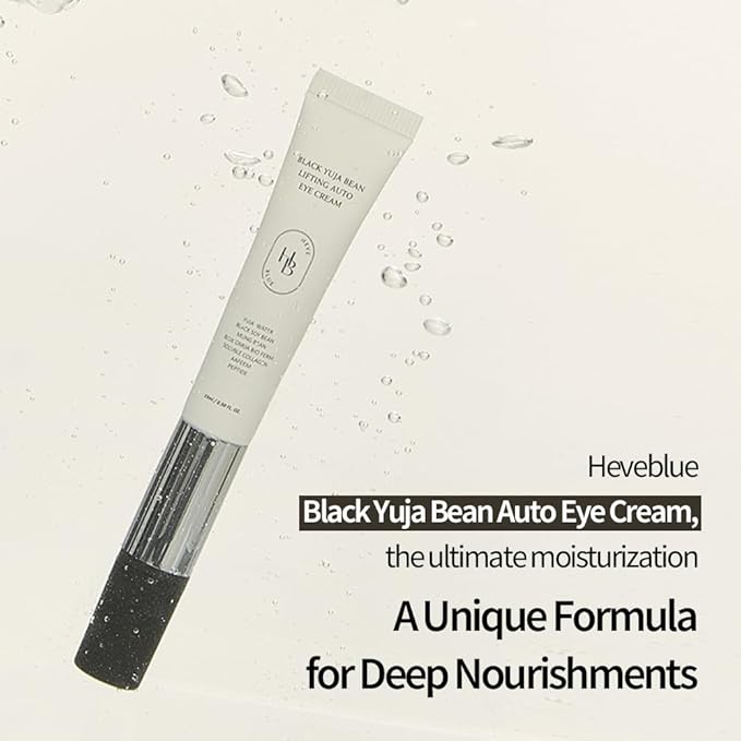 HEVEBLUE Black Yuja Bean Lifting Auto Eye Cream - Sensitive Skin, Vegan, Hypoallergenic, Korean Skincare, Wrinkle Care Device, Vibration Face Massage, Anti Aging, Collagen, Vibrating