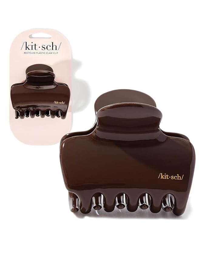 Kitsch Plastic Puffy Claw Clip for Women - 3.15 Inches Claw Clips for Full or Half Ponytail, Secure Hold for Thick Hair, Stylish Hair Accessories | Ideal Gifts for Women - Chocolate, 1pc
