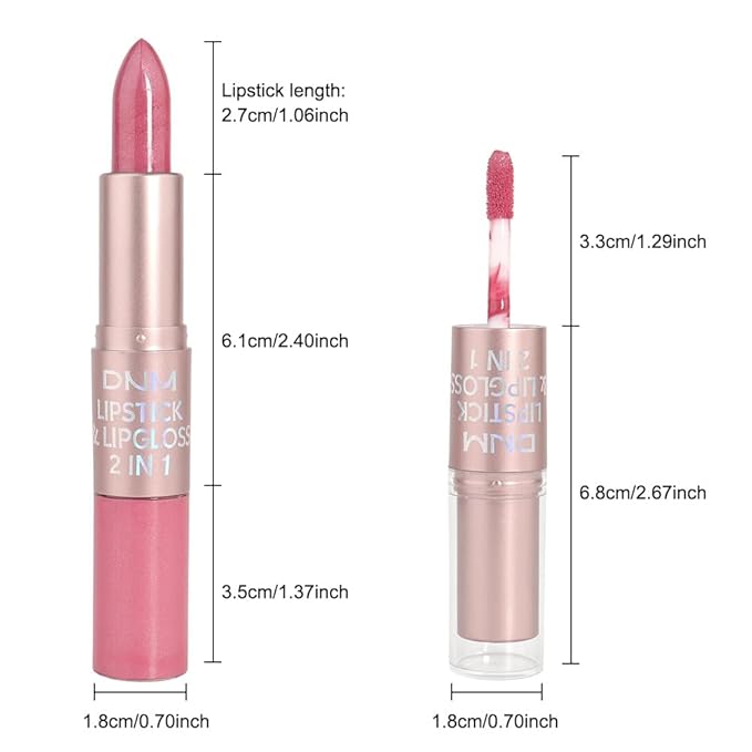 evpct 2 in 1 Rose Pink Glitter Metallic Shimmer Diamond Lipstick and Lip Gloss Set for Women Long Lasting Waterproof, Baby Nude Pink Sparkle Glitter Shiny Lipstick and Lip Liner Makeup Set, 06#
