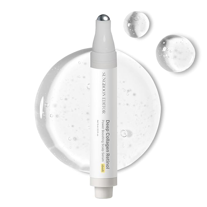 SUNGBOON EDITOR Deep Collagen Retinol Scalp Serum |Roll-On Hair Growth&Thickening Serum |Dry, Itchy Scalp Treatment |Caffeine +Biotin +Rosemary |Stocking Stuffers for Women |Korean Hair Care,0.5 fl oz