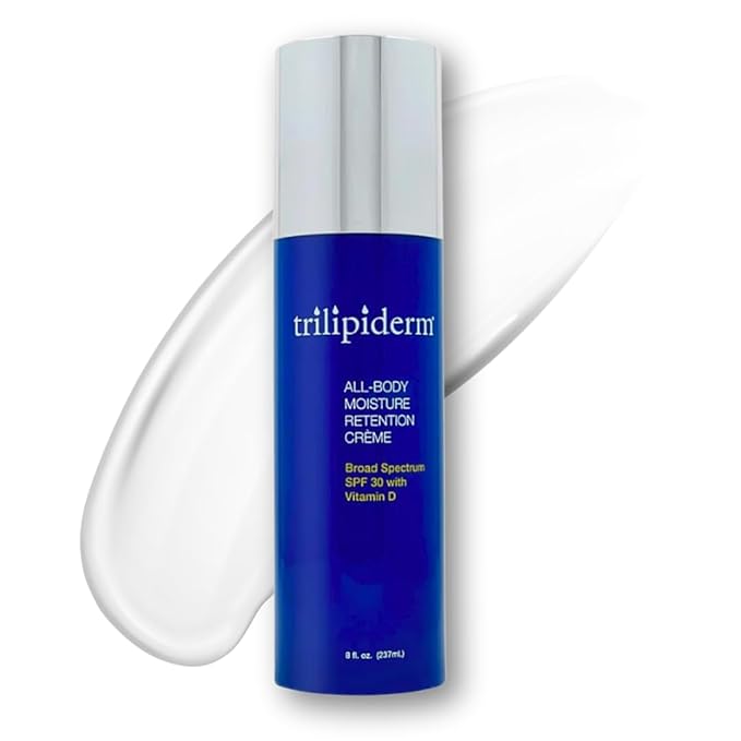 Trilipiderm All-Body Moisture Retention Crème with SPF 30, Vitamin D - 8oz Airless Pump Sunscreen