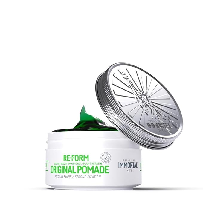 Immortal NYC Re-Form Original Pomade – Medium Shine & Strong Hold - Men's Water-Based Hair Balm - Vegan Styling Cream with Biotin, Keratin & Panthenol for All Hair Types