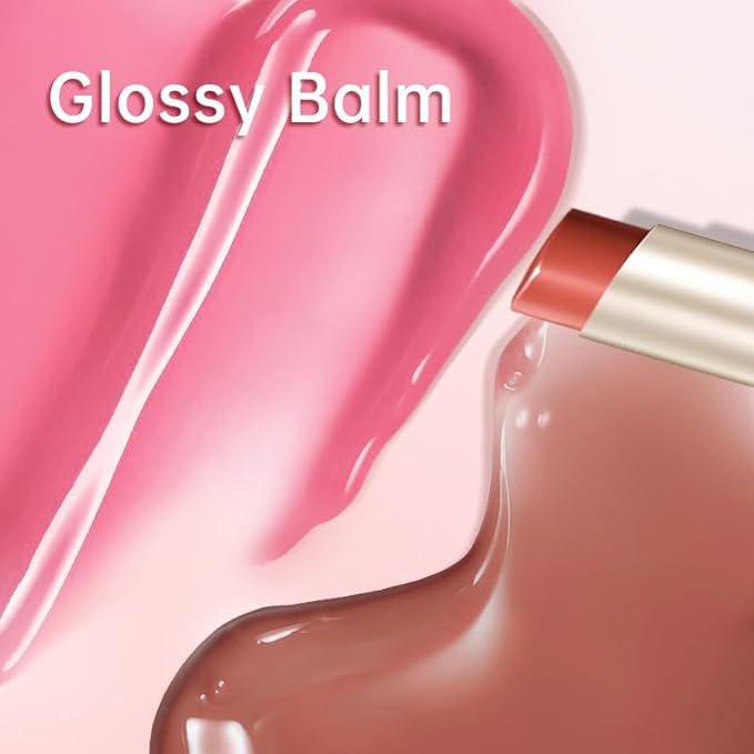 CATKIN Glossy Lip Balm 3pcs Gift Set, Ultra Hydating Glow Lip Tinted Jelly Plump Melting Balm Shea Butter Repair Soothing For Dry Lips Dewy Finished 0.12 oz 01