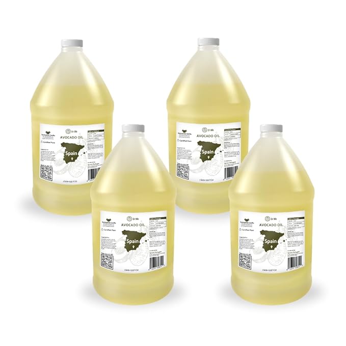 Avocado Oil - Direct from EIR Oils Farm in Spain - 100% Pure Carrier Oil for Hair, Face, and Skin - Hand-Picked, Cold-Pressed Carrier Oil - (4Gallons)