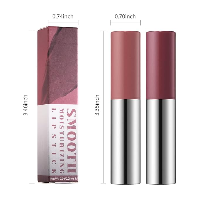 2Pcs Matte Lipstick Crayon Set for Women, Long Lasting Waterproof Velvet Lip Liner Pencil, High Pigment Creamy Lipstick, Longwear Non-Drying Lip Makeup Cruelty-free 24 Hours Original, 01#+04#