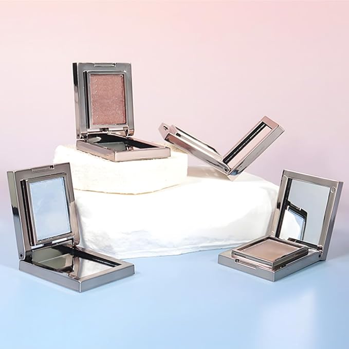 Light Blue Shimmer Single Eye Shadow Palette Makeup with Mirror,Neutral Powder Monochrome Eyeshadow for Older Women,Waterproof Long Lasting Naturing-Looking sombras para ojos