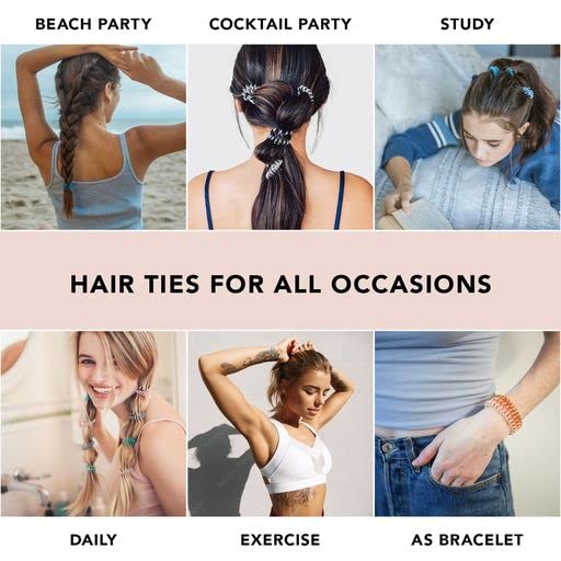 Kitsch Spiral Hair Ties for Women - Creaseless and Dent-free Coil Hair Ties | No Damage, Phone Cord Coils | Made of Flexible and Durable Plastic | Ideal Gifts for Women - 4pcs (Clear/Transparent)