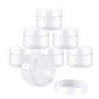 24 Pack 8 Oz Plastic Containers with White Lids, Clear Empty BPA Free and Refillable Cosmetic Jars Travel Containers for Creams, Lotion, Bath Salts, Sugar Scrub, Slime, Lip Scrub, Makeup