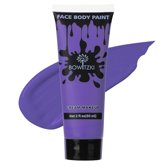 Bowitzki Face and Body Paint 2oz Cream Makeup 60ml Water Based Face Painting Special Effects For Adults Halloween Christmas Party Stage Cosplay (Light purple)