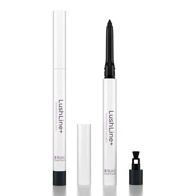 Rumi Cosmetiques LushLine+ Waterproof Eyeliner Pencil For Older Women - Smudge Proof, Long-Lasting, Non Toxic, Soft Glide - Safe For Sensitive Eyes (Natural Black)