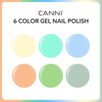 CANNI 6Pcs 9ml Pastel Gel Nail Polish Set- Yellow Green Blue Gel Polish Kit Candy Colors DIY at Home Salon Christmas New Year's Gifts for Girls