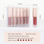 evpct 6Pcs Dark Bright Ruby Sexy Brick Mauve Plum Red Brown Matte Matt Liquid Lipstick Lip Gloss Glossy Set for Black Women 24 Hour Silky Velvet Lipstick Lip Liner set labiales matte larga duracion 24
