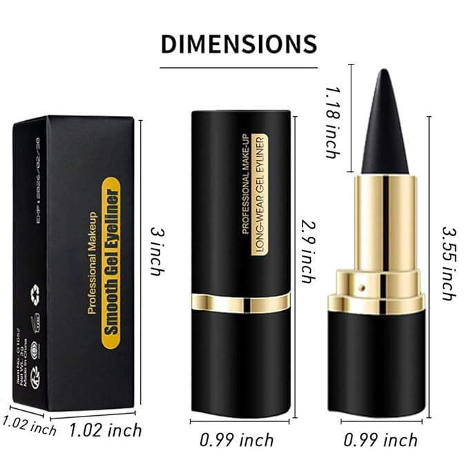 Kaely 2Pcs Gel Eyeliner Pencil, Natural Black Eyeliner Cream, Liquid Eye Liner Pencils for Older Women Waterproof, Smoky Eyeshadow Palette Goth Halloween Makeup Kit, delineador de ojos contra el agua