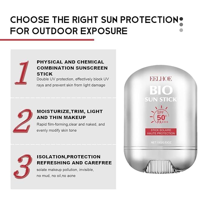 2PCS Bio Sun Stick SPF50 ， Refreshing Non Greasy，Unisex Beach Defense Water-Resistant Sunscreen Stick， Easy to Apply
