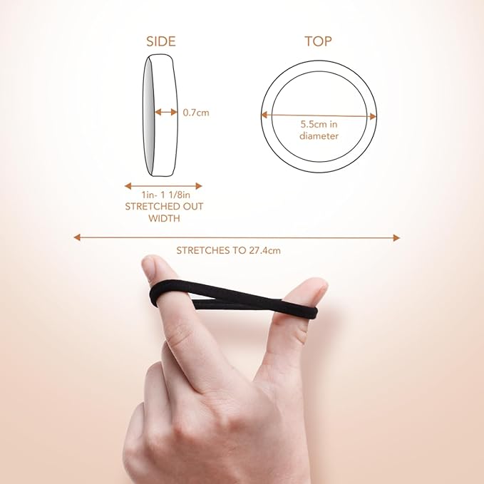 Kitsch Nylon Hair Ties No Damage - Stretchable Elastics for Strong All-Day Hold, Ponytail Holders | Hair Accessories for Women & Girls | Ideal Gifts for Women - Black, 12 Pcs