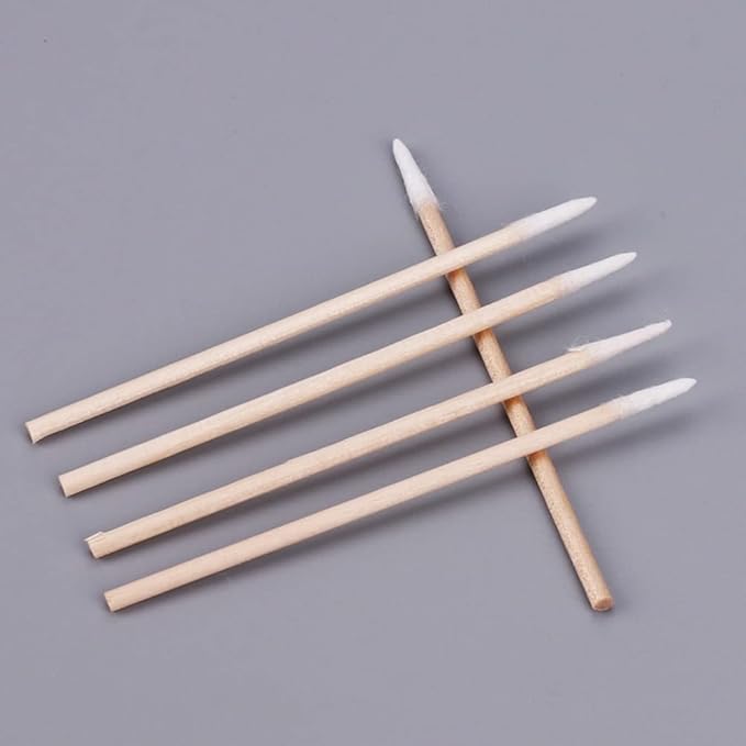 200pcs Pointed Cotton Swabs, 4 inch Precision Microblading Cotton Swab Cotton Sticks Applicator for Eyebrow Tattoo Beauty Make-up Nail Clean, Wood Handle Pointed Tip Head