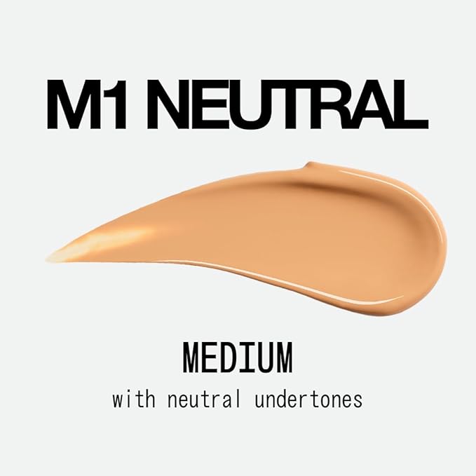 about-face THE PERFORMER Skin-Focused Foundation M1Neutral – Medium Coverage, Long-Wear, Breathable & Buildable Base – Clean, Vegan, Hydrating Formula with Blue Agave & Chlorella – 1.08oz