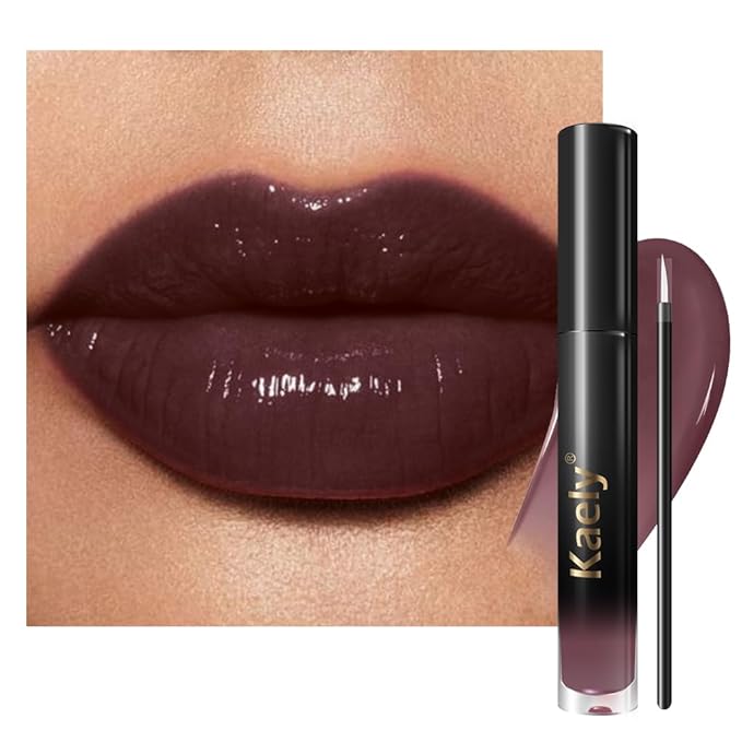 Kaely Longwear No-Budge Lipstick for Women, Highly Pigmented Liquid Lip Color Makeup, Non-Transfer Lip Gloss Stain Waterproof Smudge Proof 24 Hour, Instant Shine, Vegan & Cruelty-Free, 22 CHOCOLATE