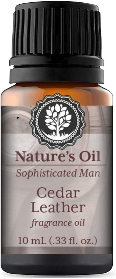 Cedar Leather Fragrance Oil 10ml for Men's Cologne, Diffuser Oils, Making Soap, Candles, Lotion, Home Scents, Linen Spray and Lotion