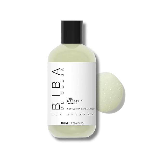 Biba De Sousa The Mandelic Scrub - Gentle AHA Exfoliation - Invigorating Daily Facial Cleanser For All Skin Types - (8 oz)