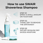 SWAIR Showerless Shampoo 8oz. Dry Shampoo Alternative | Cleans Hair Without Suds, Rinsing or Residue | Alcohol Free