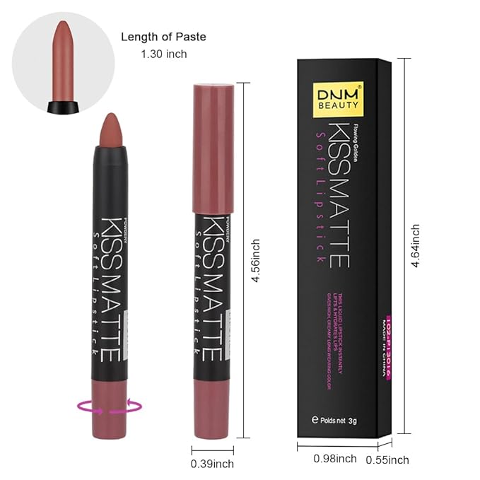 evpct 1Pcs Nude Beige Matte Lipstick and Lip Crayon Liner Pencil Pen Set for Women Lip Stain Long Lasting Waterproof labiales mate magicos 24 horas originales pintalabios permanente 24 horas 05