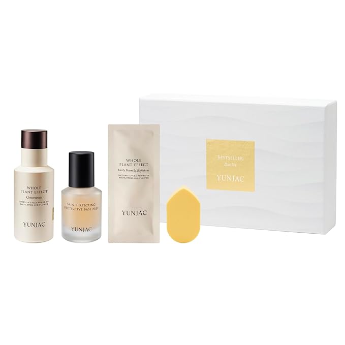 Glass Skin Prep Gift Set – Skincare & Makeup with Base Prep (0.84 fl oz), Concentrate Serum (1.35 fl oz), and Foam Exfoliant Samples (2g × 5ea) | Hydrating, Cleansing & Makeup-Ready Kit